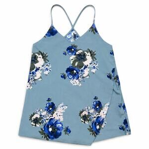 Free People Floral Cami Mini Dress Sage Green Blue Floral Size L